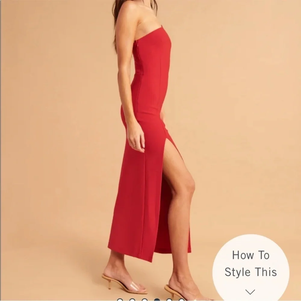 Abercrombie Asymmetrical One-Shoulder Maxi Dress Red Size‎ Small Wedding Guest